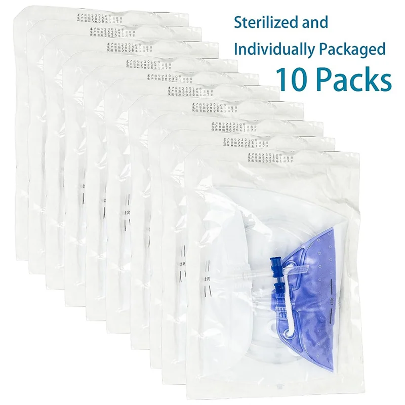

10 PCS Urinary Drainage Bags 1500ML As Shown With 48In Tube Drainage,Clips And Hanging Hook, Urine Bags With Anti-Reflux Chamber