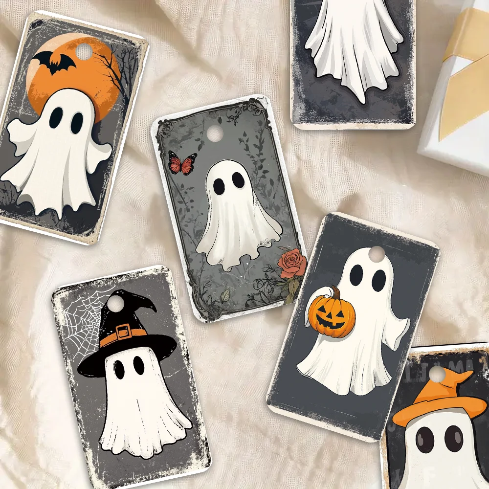 40 шт., бирки для Хэллоуина, бирки для подвешивания, подарочные бирки, украшения для вечеринок, сделай сам, праздничный домашний декор, открытки для вечеринок, украшения, джутовая веревка