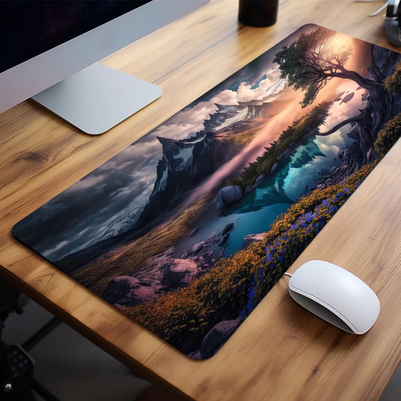 

Mysterious Lake Pattern Mouse Pad Large E-sport Desk Pad Natural Rubber Anti-Slip Office Desk Pad Perfect Gift for Men Women