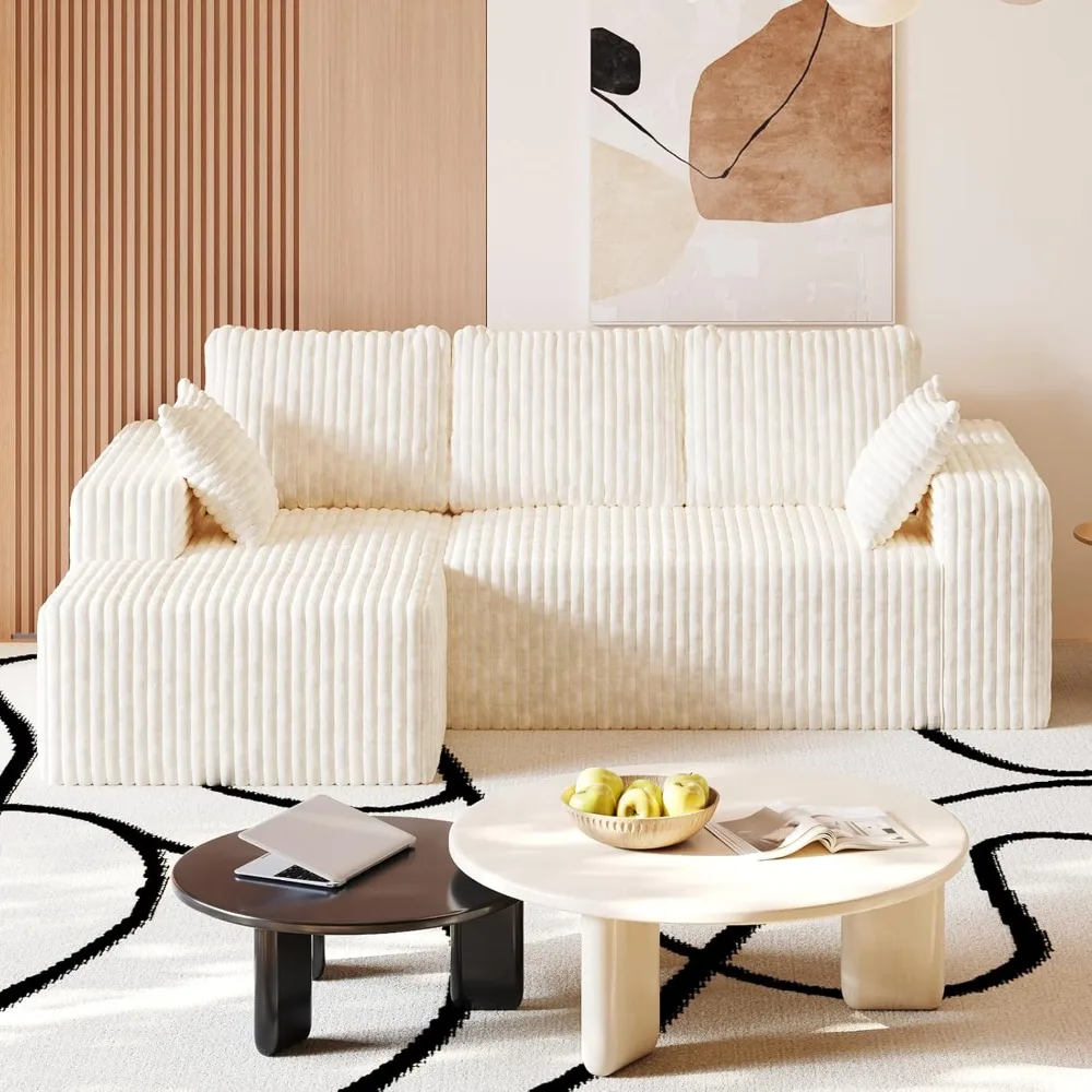 L Shape Sectional Sofa 35D Sponge Comfy Cloud Flannel Modular Living Room No Assembly Deep Seat Oversized Chaise 96" Left Custom