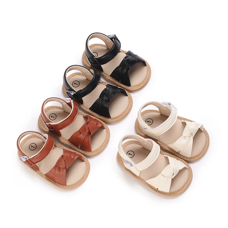 Summer Baby Sandals Baby Girls PU Leather Flat Walking Shoes Anti slip Soft Sole First Walkers Toddler Lightweight Crib Shoes