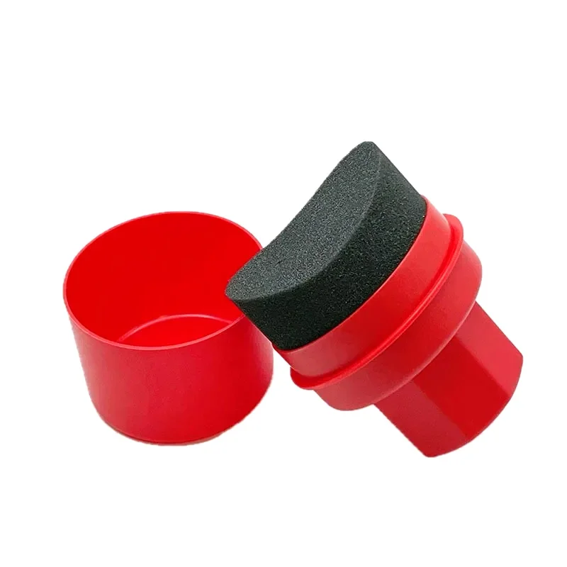Curved Contour Tire Sponge Applicator Pad With Cover Wheel Polishing Waxing Brush Auto Tire Cleaning Care Accessory
