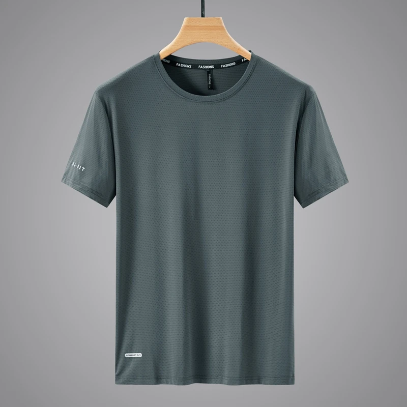 Quick Dry Sport T shirt Men\'s 2023 Short Sleeve Summer Casual White Plus Oversize 6XL 7XL 8XL Top Tee GYM T-shirt YBR2021