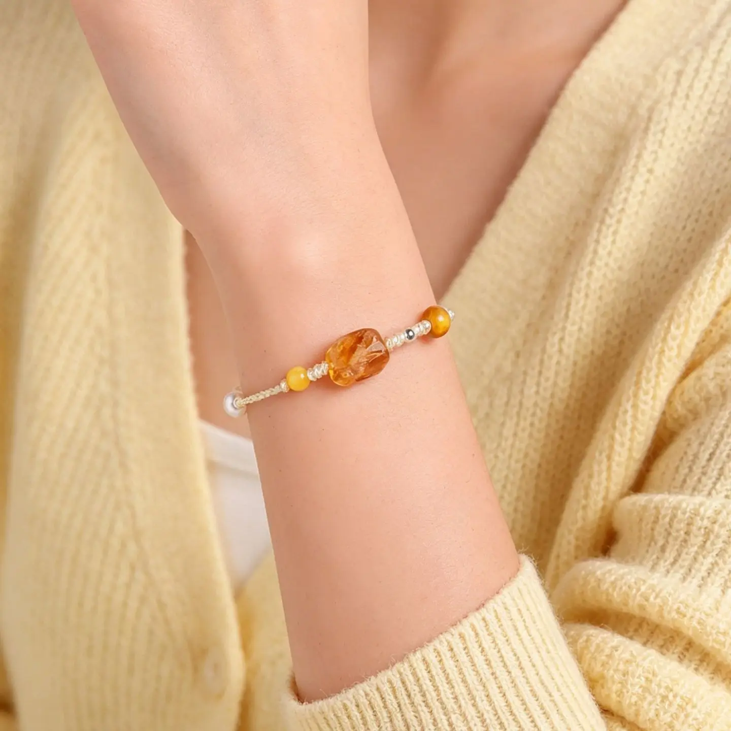 Natural Aquamarine Amethyst Pearl Healing Bracelet Hand Braided Multi-Crystal Jewelry Daily Wear Gift Working Women Graduates