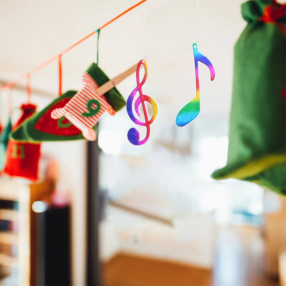 

Colorful Christmas Tree naments Plastic Music Note Pendants Hanging Decor Rainbow Xmas Party Favor DIY Accessories