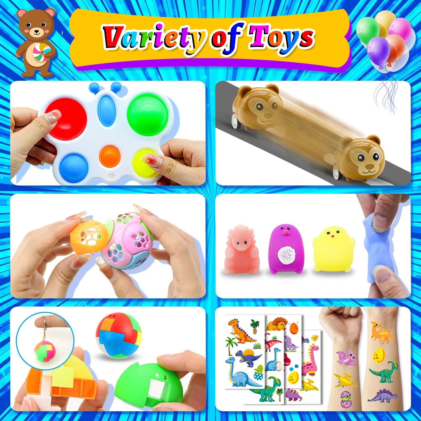 Fidgets Toys 324Pack for Kids And Adults - Party Favors Stress Relief Sensory Classroom Prizes Pinata Fillers Fun Gifts view 4