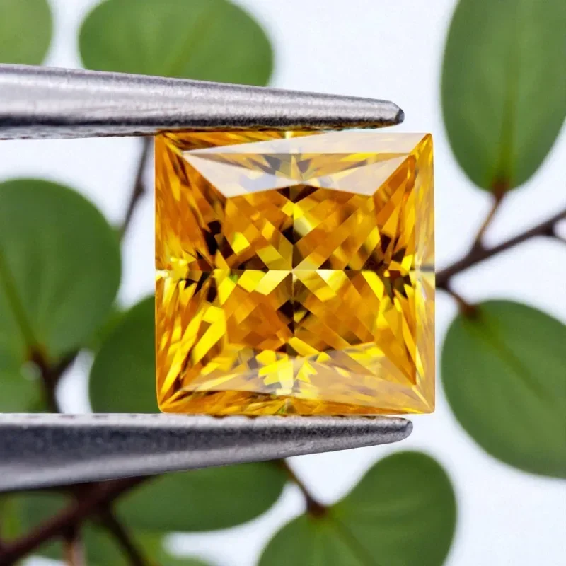 

L-Муассанит Камень Принцесса Огранки Золотой Желтый Свободный Драгоценный Камень Лабораторный Выращенный Бриллиант Для Усовершенствованного Изготовления Драгоценностей С Сертификатом
