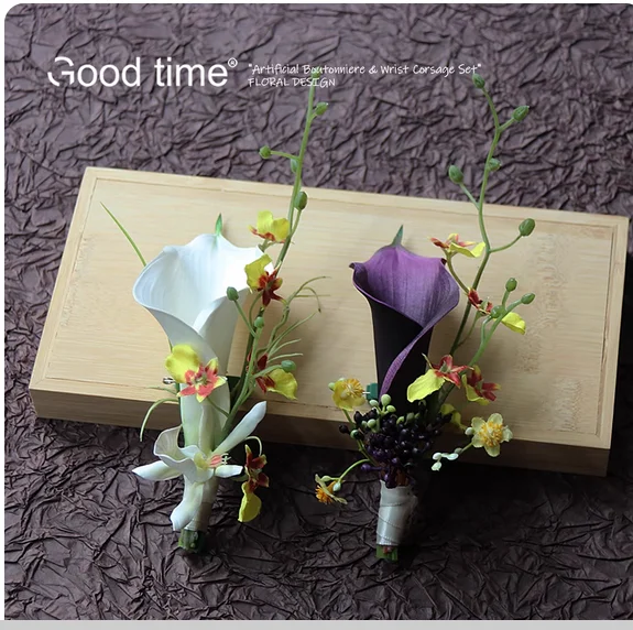Men's brooch flower artificial flower air sense Mori wedding photography photo makeup suit accessories orange.