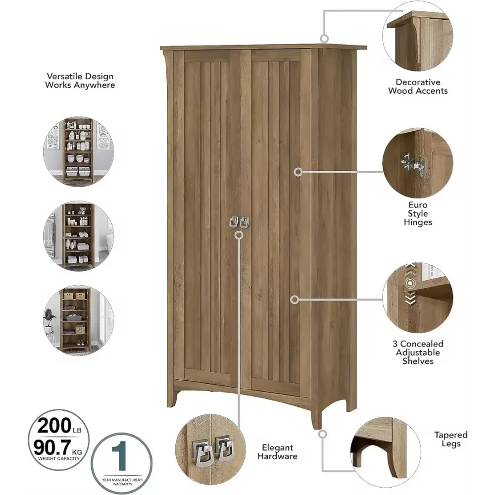 Kast | Vintage-Stijl Noodlijdende Opbergruimte Met Deuren En Verstelbare Planken | Kast Voor Slaapkamer, Woonkamer, Keuken