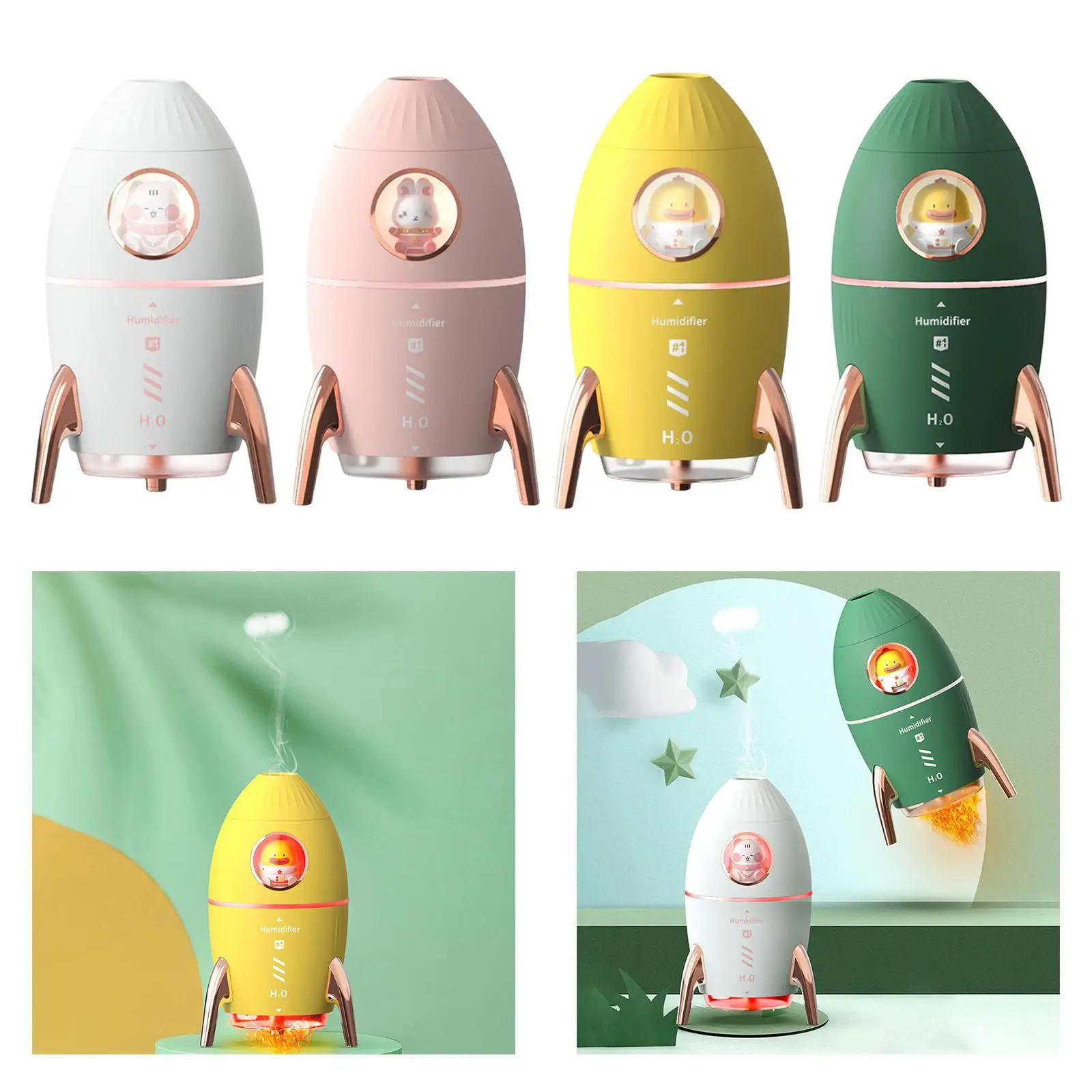 Portable 350ml Air Humidifier Tabletop Silent USB Night Light for Office Bedside Indoor Bedroom Home