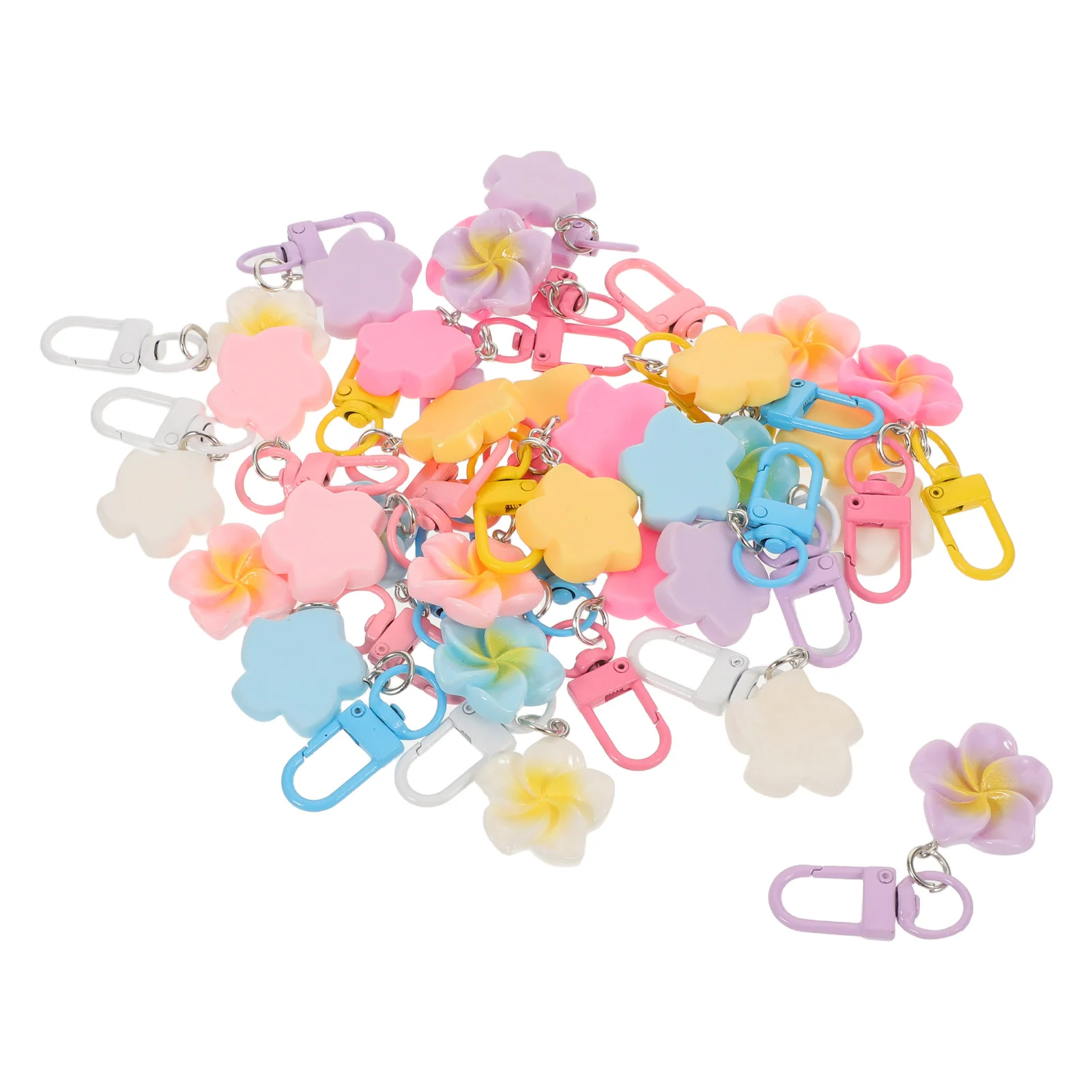 

30Pcs Flower Key Ring Pendant Aesthetic Resin Blossom Charm for Handbag Backpack Car Keys Decorative Bag Accessories for Women