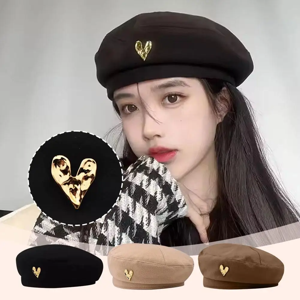 Autumn Winter Woolen Beret Women Retro Fashion Love Girl Berets British Street Hat Octagonal Cap Fashion Artist Bonnet