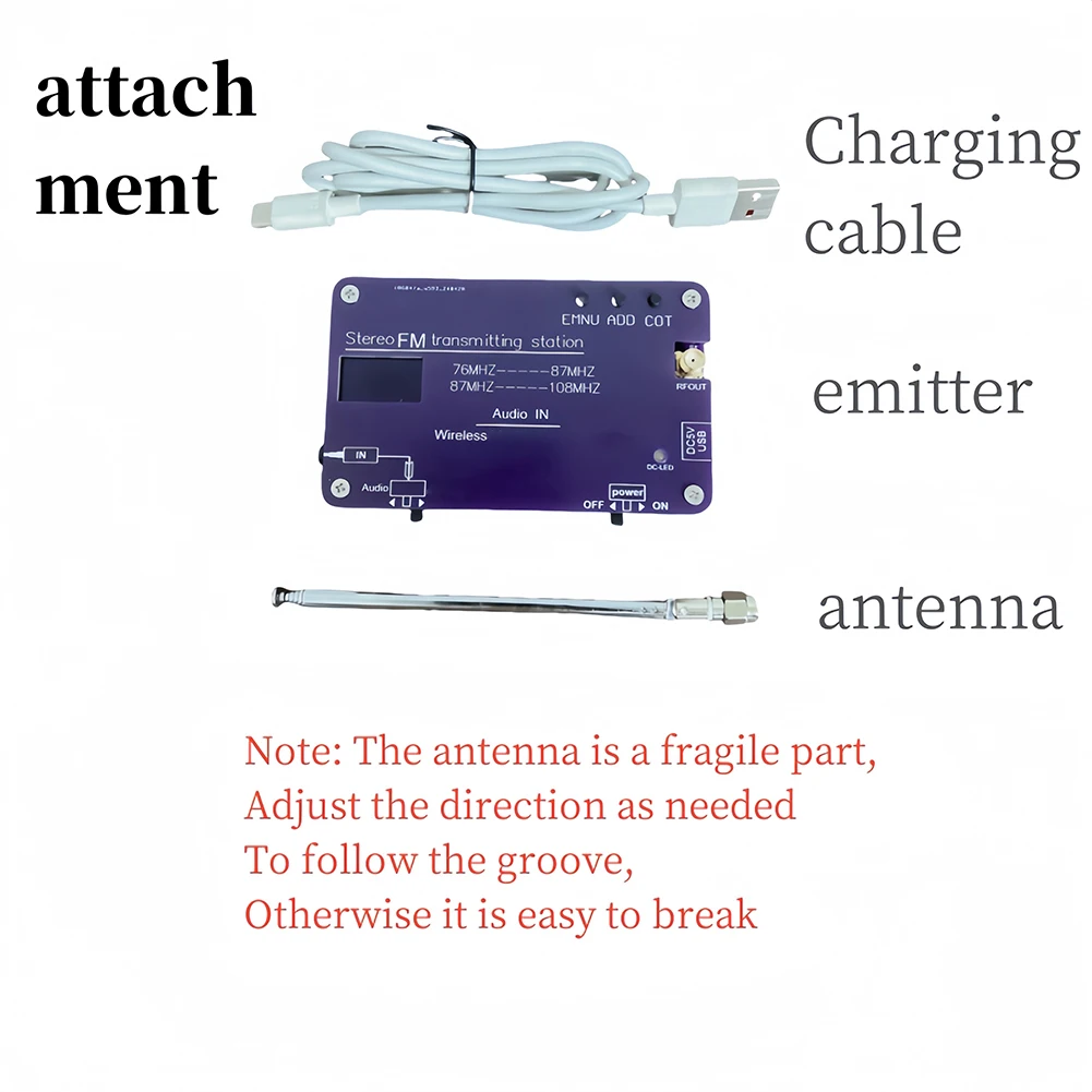 Easily Transportable FM Radio Transmitter Offering Wireless Connection Options and Clear Sound Quality Features