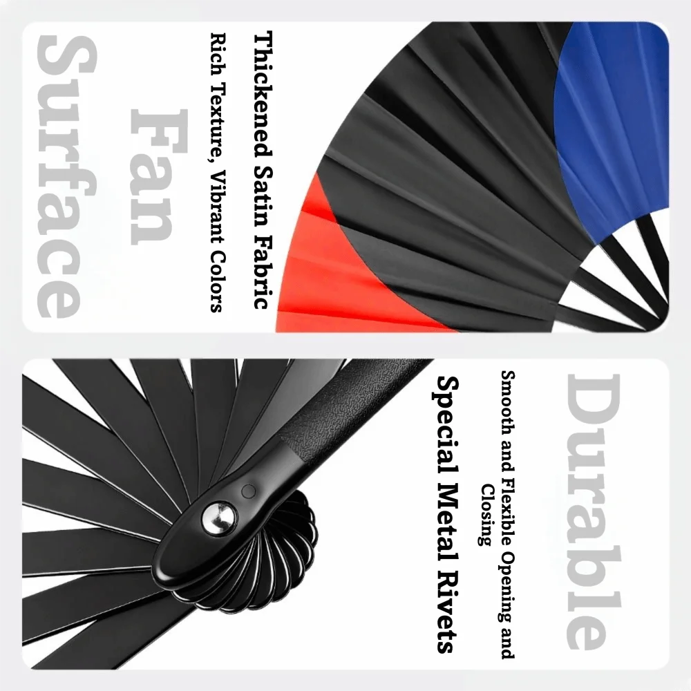 Double-Sided Tai Chi Fan Single Side Plastic Bone Performance Fan Smooth Opening Three Color Martial Arts Fan Children Use