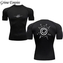 T-shirt de compression à séchage rapide pour hommes, chemises de sport Anime, maillots de corps athlétiques de fitness, t-shirt élastique, été, automne