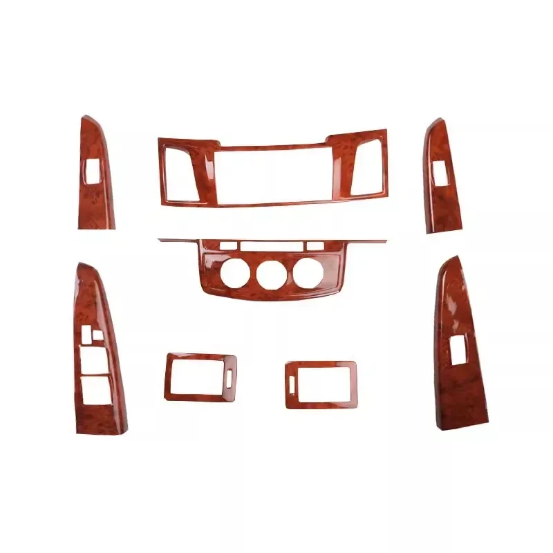 For Toyota Fortuner 2015 Carbon Fiber & Peach Wood Interior Upgrade - Center Console Air Outlet & Power Window Switch Patch