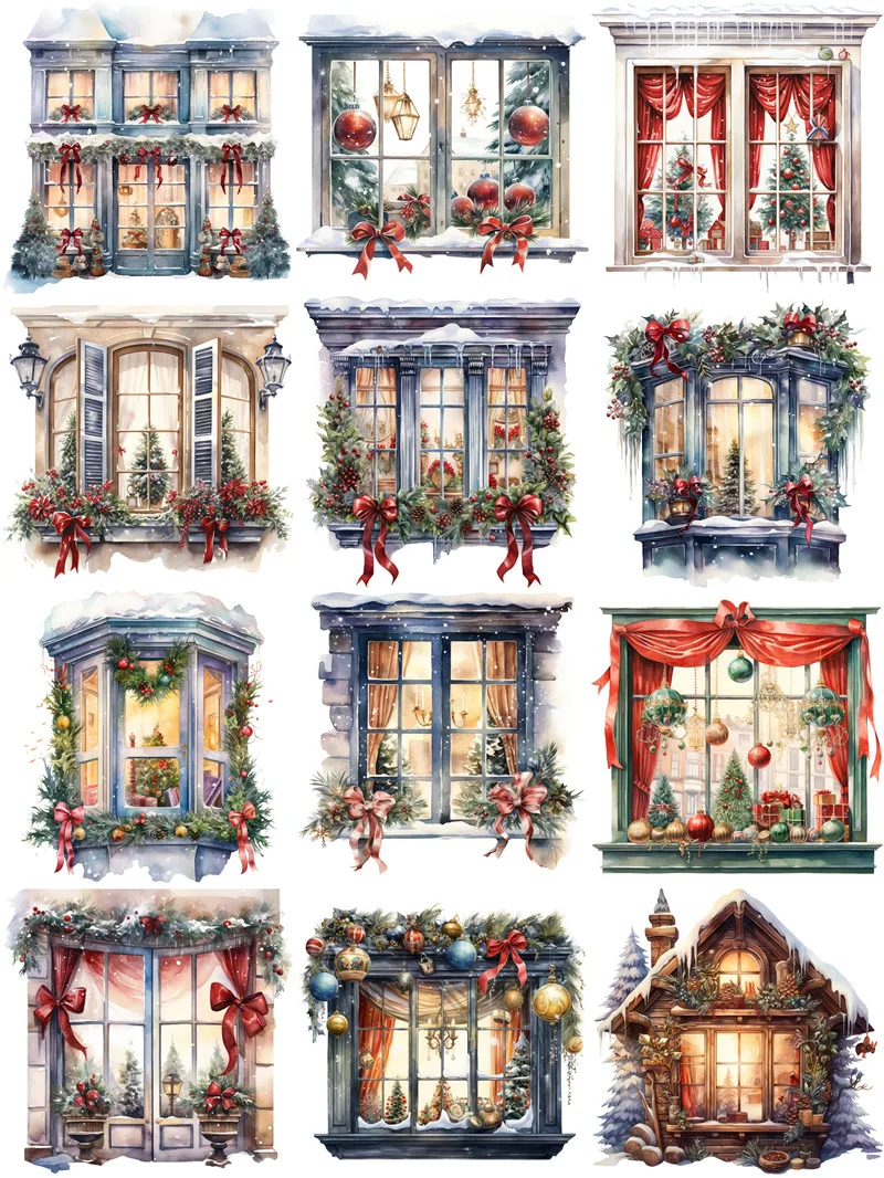 Christmas Windows Stickers Crafts And Scrapbooking stickers kids toys book Decorative sticker DIY Stationery