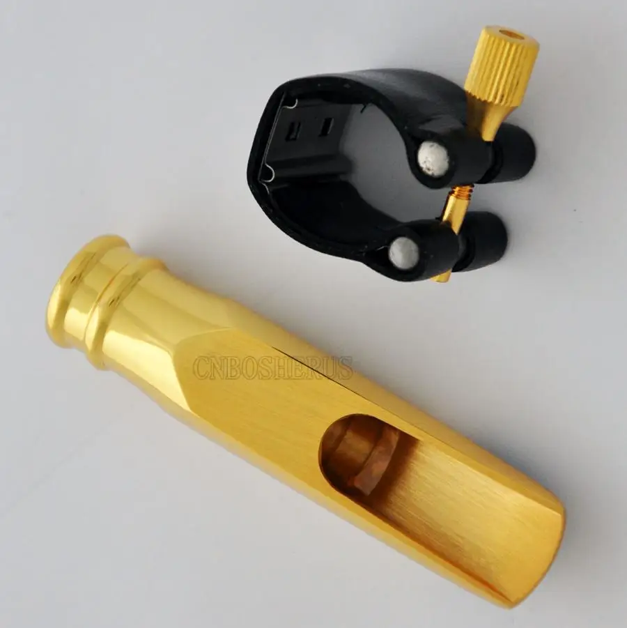 Hot sale Gold Plated Metal Mouthpiece For Alto Saxophone Sax + Cap Leather Ligature 7#