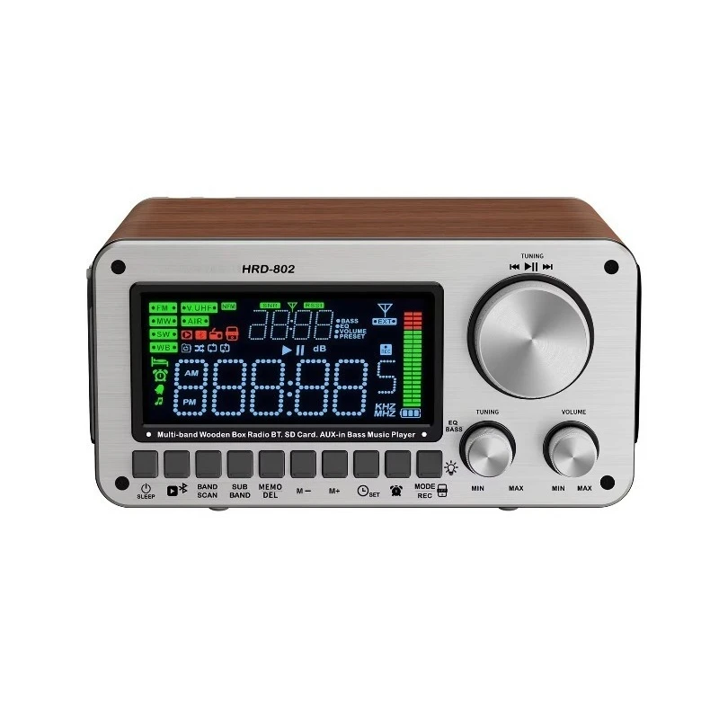 New Wooden Grain Smart Full Band Radio, Portable Wireless Phone Speaker with TF Card Slot, Audio Signal Responder