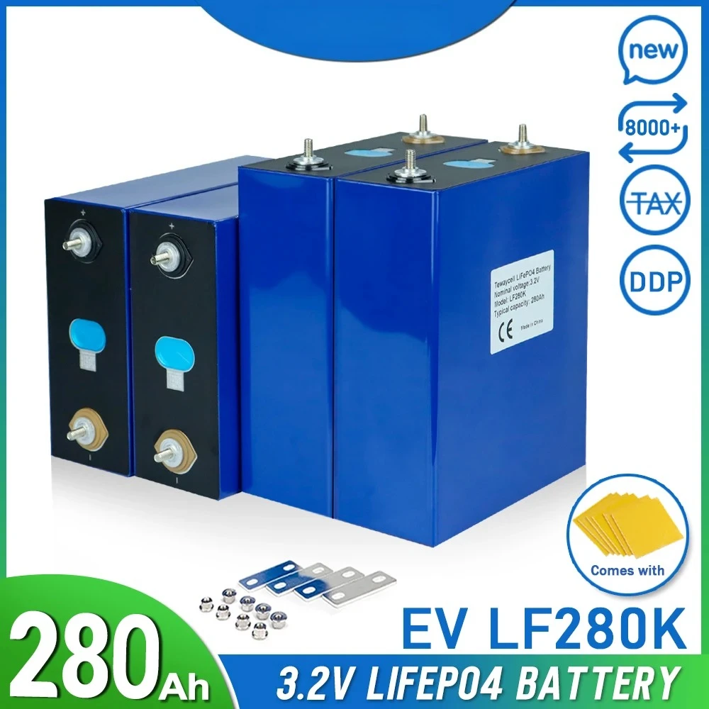 Image of 280Ah 3,2V LiFePO4 Batterie Klasse A 8000 Zyklen Wiederaufladbare Zelle für 12V 24V 48V Solarsystem DIY Energiespeicher