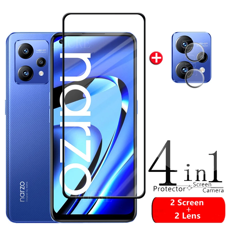 4-in-1 For Realme Narzo 50 Pro 5G Glass For OPPO Realme Narzo 50 Pro Glass Screen Protector For Realme Narzo 50 Pro Lens Glass