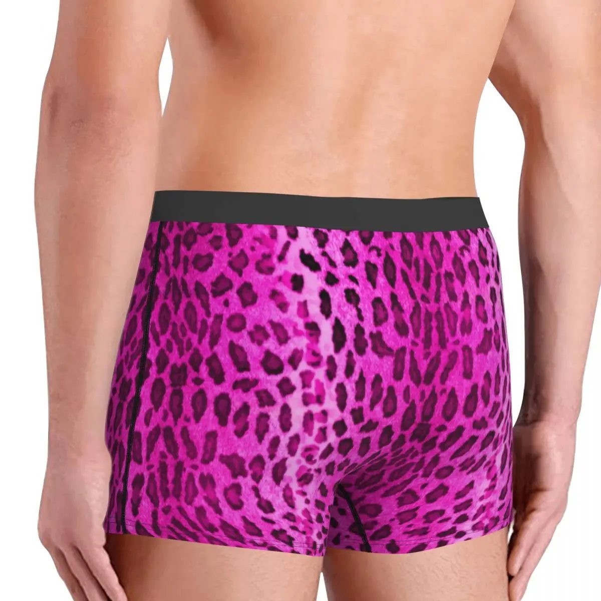 Custom Pink Leopard Boxer Shorts For Men 3D Printed Male Animal Skin Print Underwear Panties Briefs Stretch Underpants