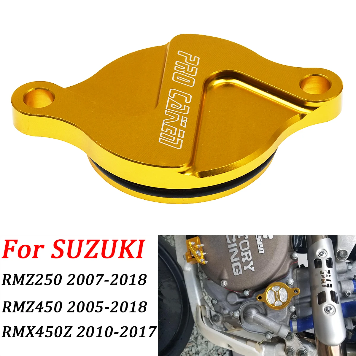 

For SUZUKI RMZ 250 450 RMX450Z 2005 2006 2007-2017 2018 Endurance Motocross Accessories CNC Aluminum Engine Oil Filter Cover Cap