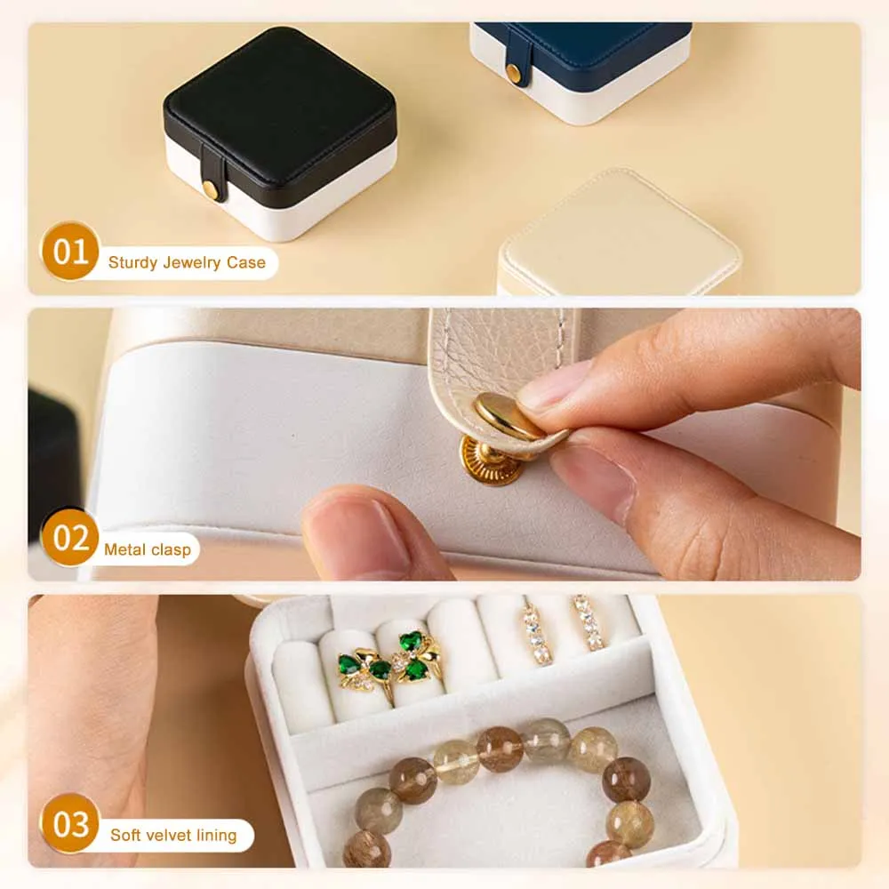 Creative Two-color Square Jewelry Box High Quality Mini Jewelry Box Detachable PU Leather Earrings Necklaces Storage Case