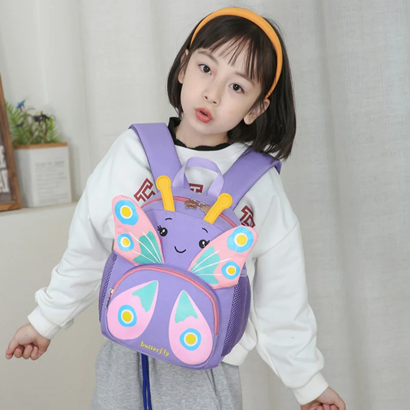 Cute Kids Cartoon Animal Waterproof Backpacks Lightweight Zipper Students Bag Kids Girl Anti-lost Shoulder Bag for  2-12Y