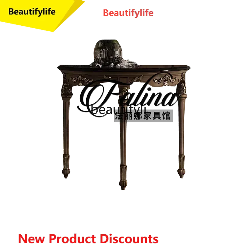 

Q181 n European solid wood carved console table, retro style porch corridor aisle, wall console table