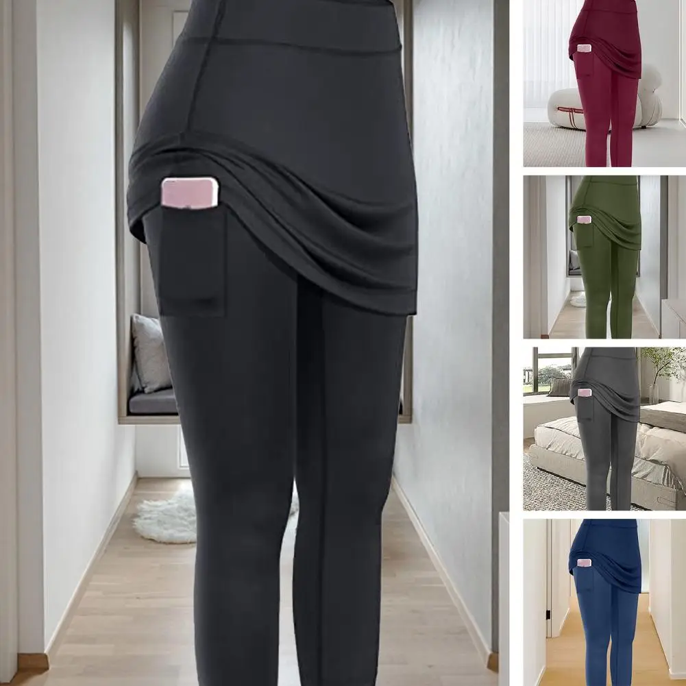 

High Waist Yoga Leggings Side Pockets Elastic Waist Solid Color Women Fashion Casual Running Fitness Pants for Sports Trousers