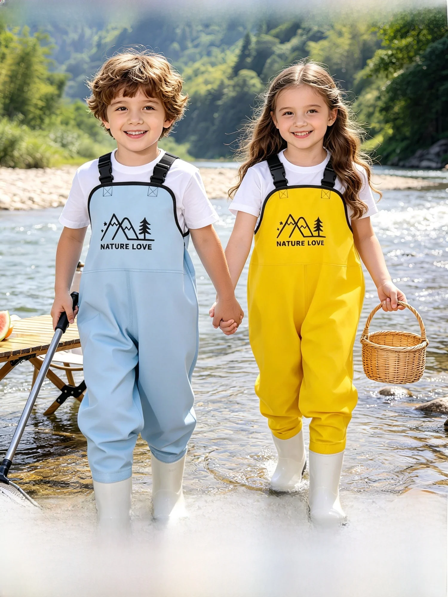 子供用防水オーバーオール遊び用防水服ブーツオーバーオール全身レインパンツレインブーツ一体型ダウンウォーターパンツ幼稚園用品