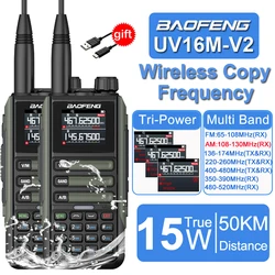 2Pack Baofeng 15W 50KM Waterproof Walkie Talkie 999CH AM FM 2-Way Radio Full Band LCD Screen Frequency Copy Noise Reduce UV16M
