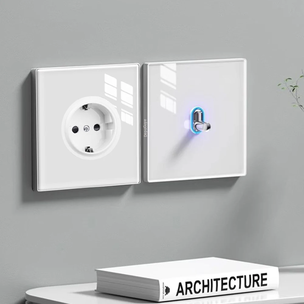 

Белый стеклянный раздвижной настенный светильник, светодиодный выключатель, стандарт ЕС, Великобритании, универсальная розетка USB Type-c, украшение для дома, отеля, офиса, виллы