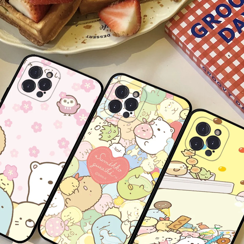 Cartoon S-Sumikko G-Gurashi Phone Case For iPhone 16 15 14 11 12 13 Mini Pro XS Max Cover 6 7 8 Plus X Funda