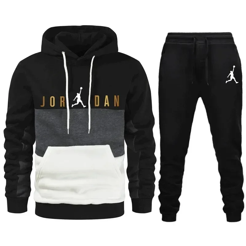 

Men's Autumn Winter Sets Zipper Hoodie+Pants Pieces Casual Tracksuit Male Sportswear Brand Clothing Sweat Suit