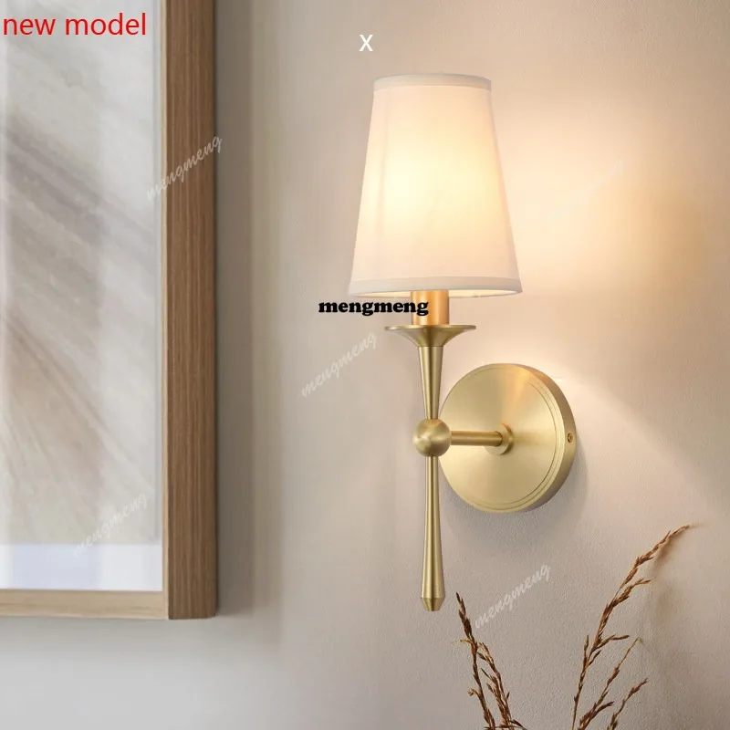 

M138American wall lamp full copper living room background wall lamp luxury bedroom study creative personality staircase aisle la