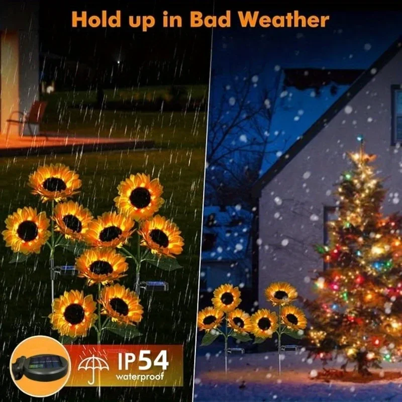 Solarne lampki LED w kształcie słoneczników do wbijania w ziemię, girlanda, dekoracja krajobrazu do ogrodu, na trawnik, na imprezę, Boże Narodzenie, Halloween