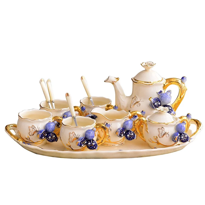 

Creative European afternoon tea ceramic coffee set, high-end home decoration hotel living room water set gift box packaging
