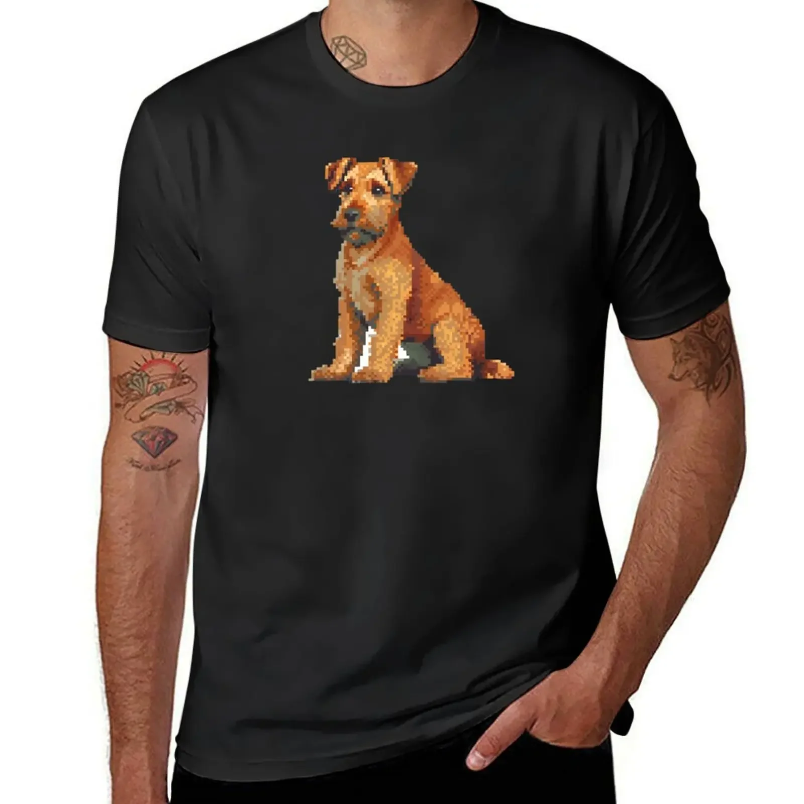 Pixel Lakeland Terrier T-Shirt korean fashion summer clothes big and tall t shirts for men