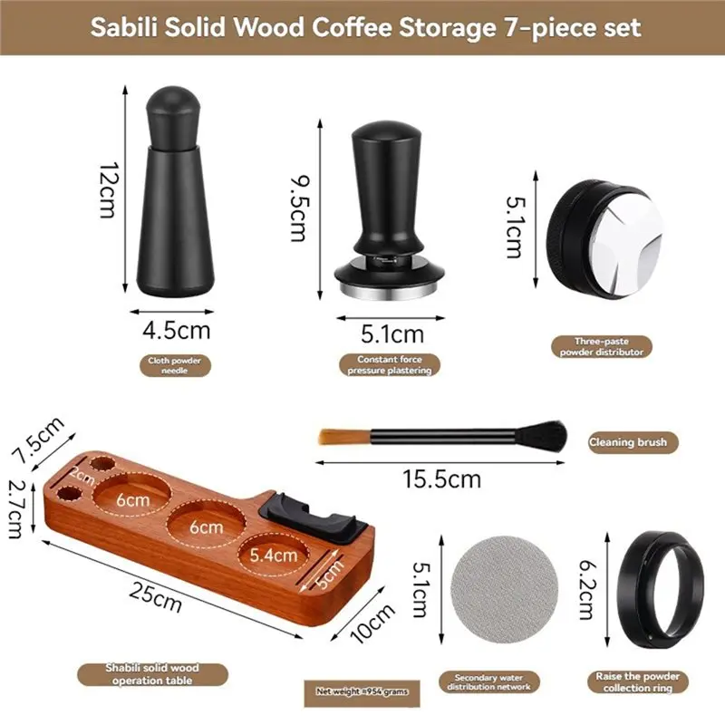 WDT Tool Coffee Tamper Set With Tamping Station And Dosing Funnel- 7PCS Espresso Accessories Kit