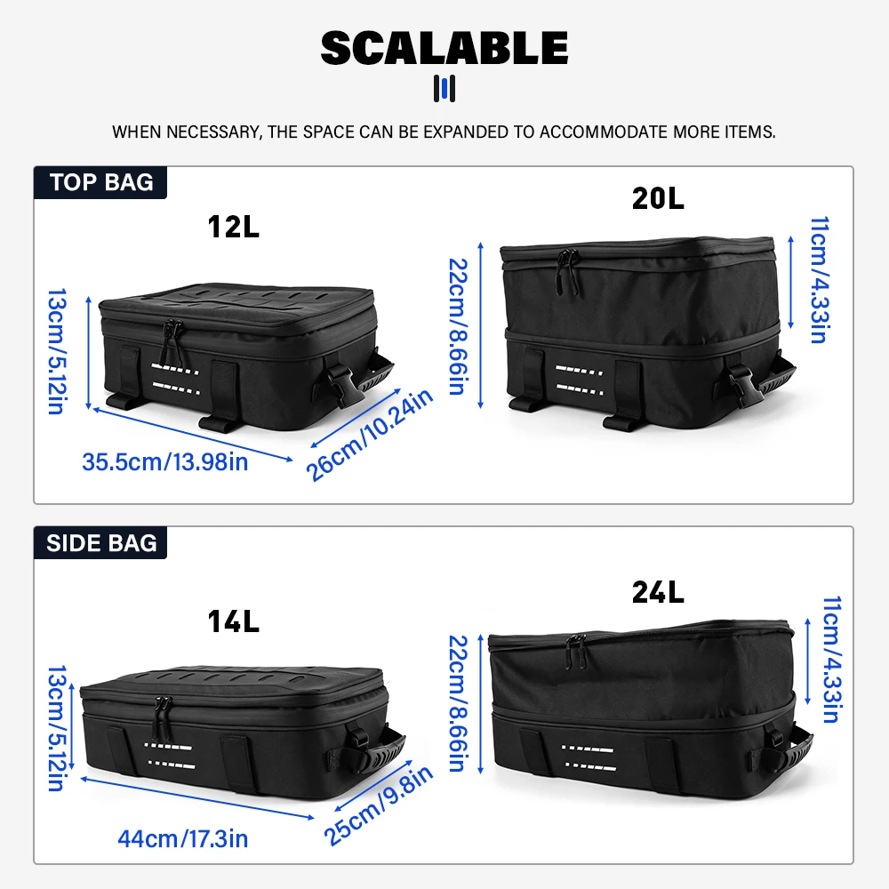 Expandable Waterproof Bag Top Box Panniers Bag Case Travel Luggage Bags  Tool Bags For BMW RnineT K1600 R1200GS R1250GS F700GS