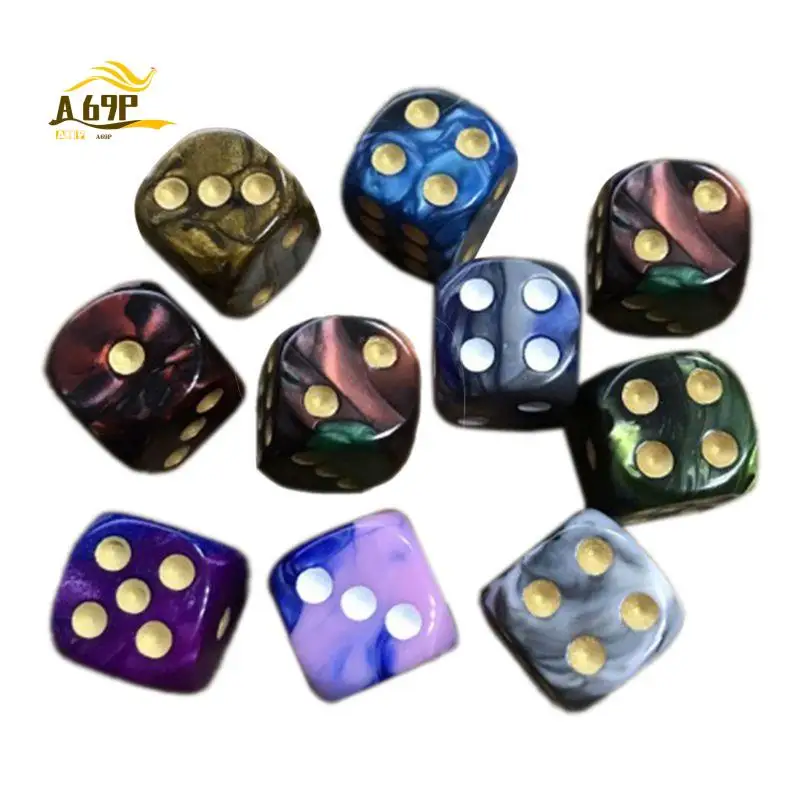 

A69P-10Pcs Random Color 16MM D6 Dice Set Standard Acrylic Dice For Role Playing Games