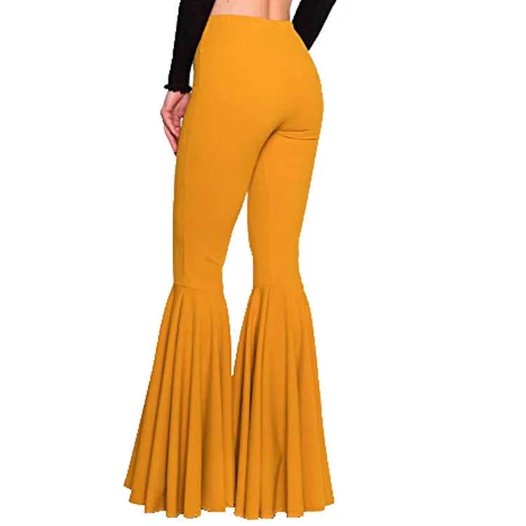 Women Flared Pants High-Waist Elastic Waistband Control Tummy Hip Lifting Women Trousers Skinny Sports Streetwear