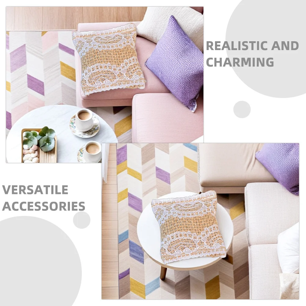 6Pcs Mini House Pillows Soft Textured Cushions for Dollhouse Furniture Decor Modern Simulation Interior Accessories