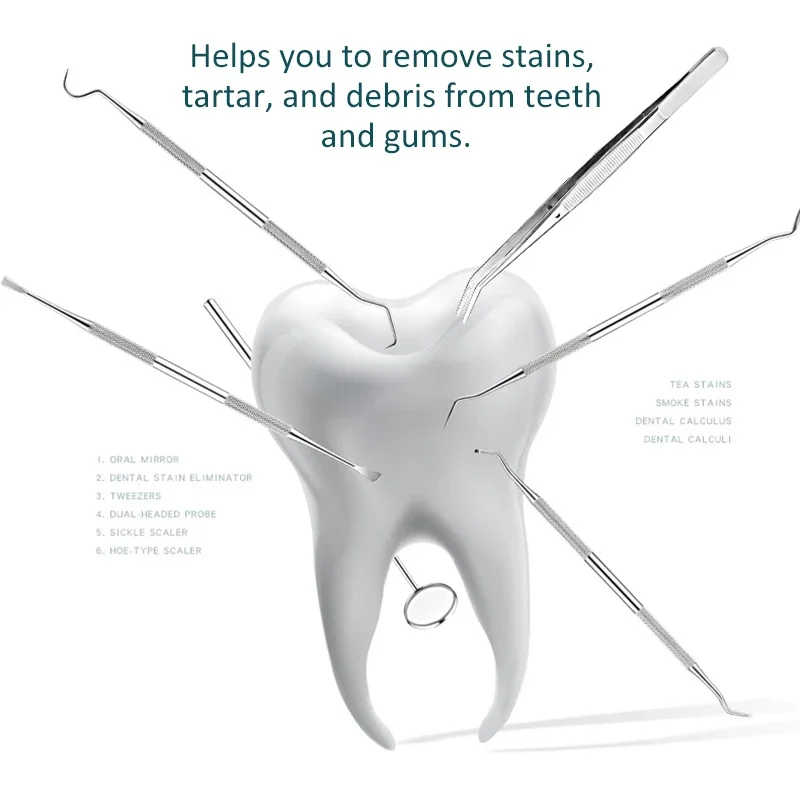 stainless steel double ended toothpick scraper tool, periodontal probe explorer, dental stain remover