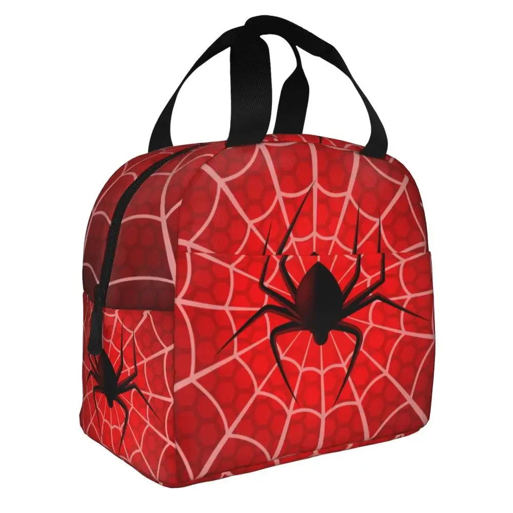 Spider Web Pattern Lunch Bag Women Resuable Thermal Insulated Cooler Lunch Box for Outdoor Camping Travel Food Container Bags