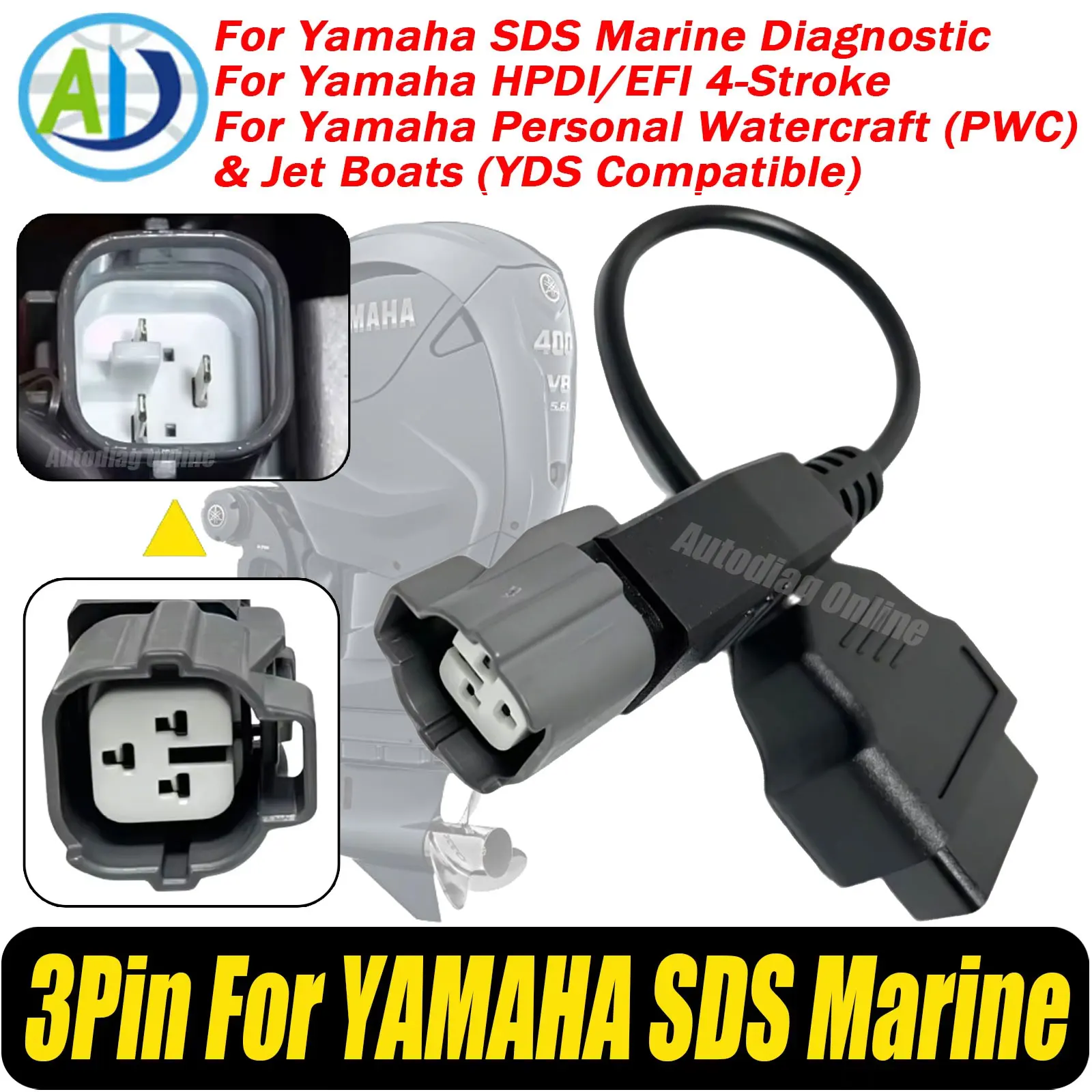 For Yamaha Outboard OBD2 Diagnostic Cable For YAMAHA Marine Engine/Jet Boat Motorboat vehicle OBD2 Scanner Connect 3Pin to 16Pin