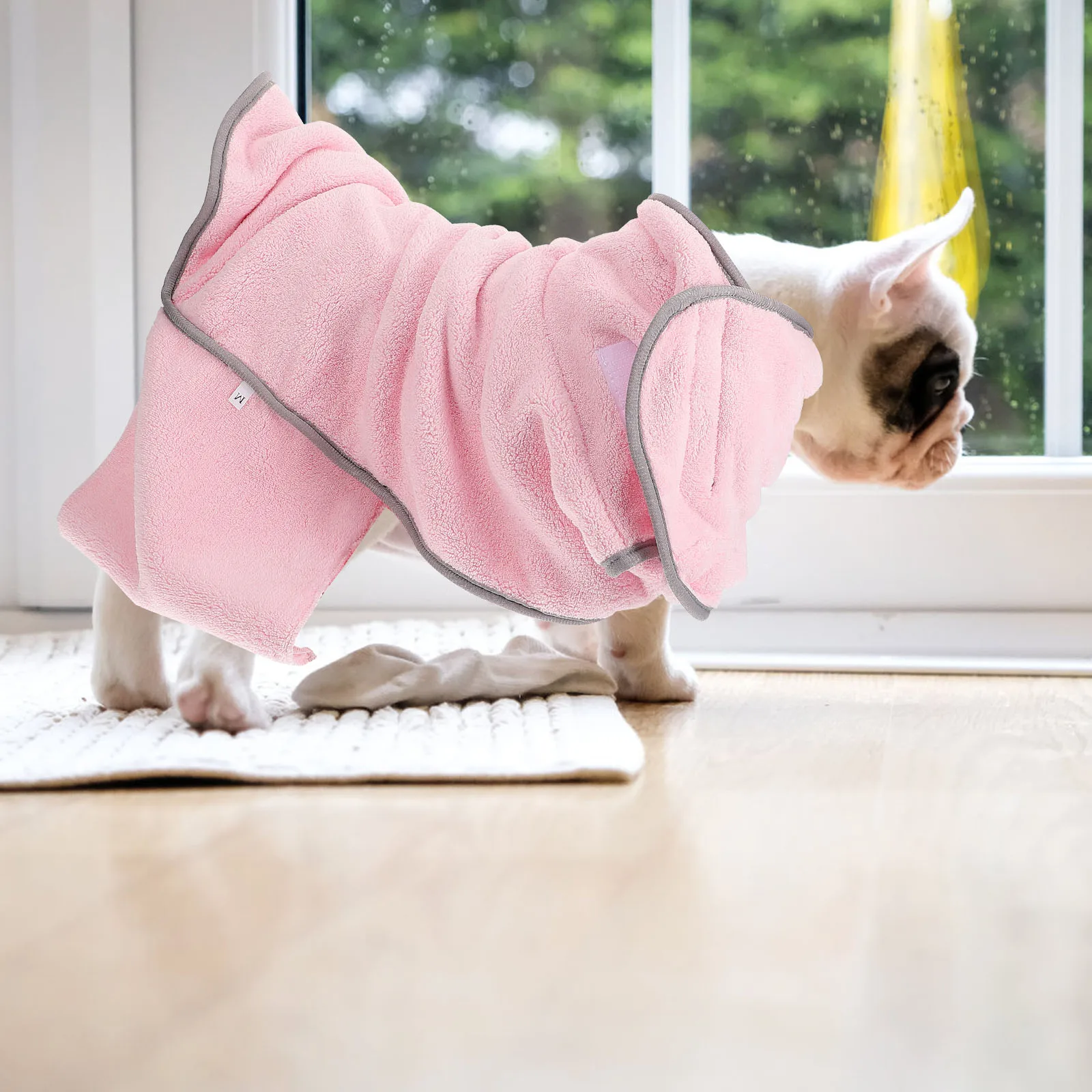 

Pet Bathrobe Dry Towels for Dogs Absorbent Puppy Robe Comfortable Pink M Medium Size Dog Towels For Drying Dogs Medium Dog Bath