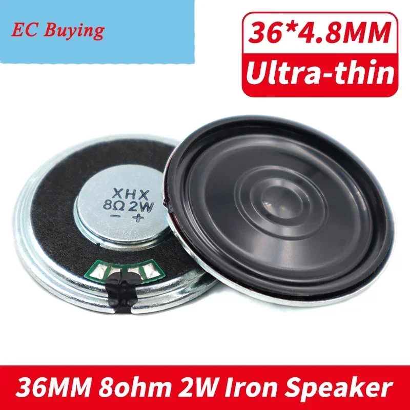 2 قطعة 36 مللي متر 8Ohm 2 واط الحديد حالة المغناطيس الداخلي المتكلم رقيقة جدا 36*5 مللي متر قطر 36 مللي متر 8 أوم 2 واط بصوت عال المتكلم مكبر الصوت #1
